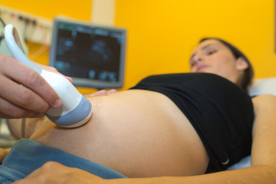pregnant woman having ultrasound scan