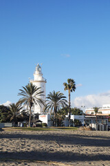 Fototapeta na wymiar Panorama of the beach in Malaga, Spain