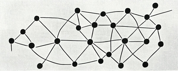 Gezeichnetes Soziales Netzwerk Verbindungsdiagramm Banner