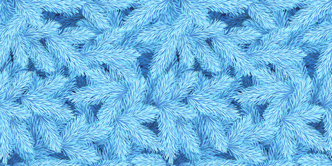 Fluffy branches of a Christmas tree. blue coniferous background. Christmas seamless pattern.Texture for fabric, wrapping, wallpaper