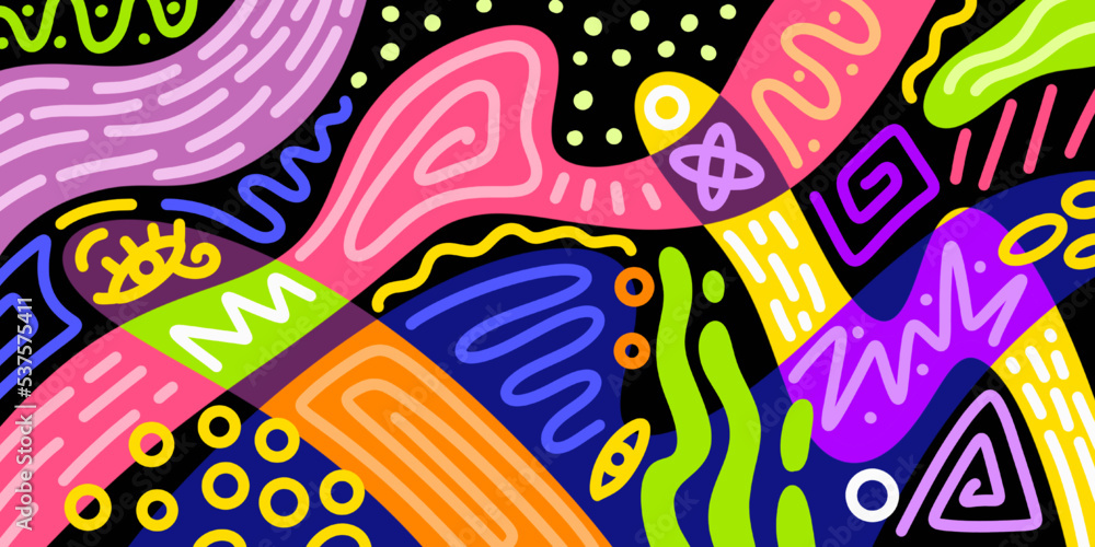 Aufkleber abstract trendy background design in trendy and ethnic style. retro modern illustration outline stro