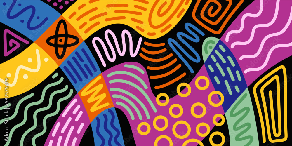 Poster Abstract trendy background design in trendy and ethnic style. Retro modern illustration outline stroke pattern