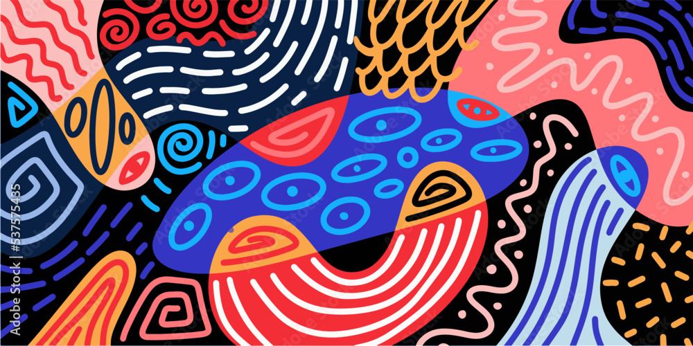 Poster abstract trendy background design in trendy and ethnic style. retro modern illustration outline stro