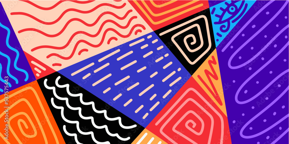 Aufkleber abstract trendy background design in trendy and ethnic style. retro modern illustration outline stro