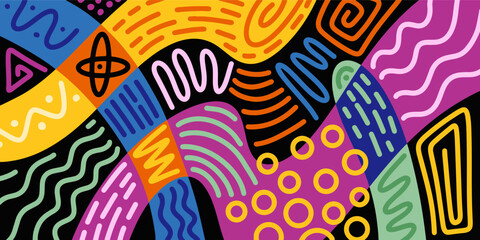 Fototapeta na wymiar Abstract trendy background design in trendy and ethnic style. Retro modern illustration outline stroke pattern