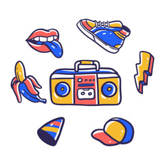 Retro 80s object for trendy design element and stickers. Summer vibes icon hand drawn illustration design