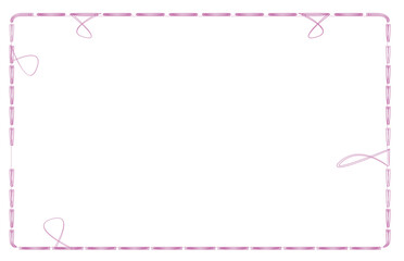 cadre points de couture rose sur fond blanc