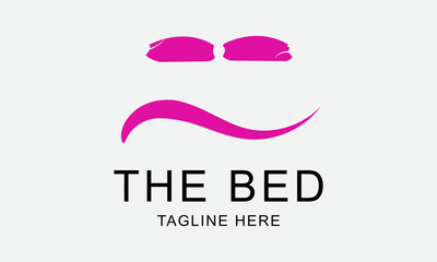The Bed Logo Design Template With Pillow.