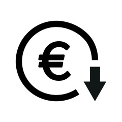 Euro down icon in line style about currency, use for website mobile app presentation. Vector illustration