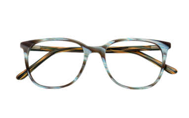 Eyeglass frames, lenses, various colors, both metal and plastic, on a beautiful colored background.