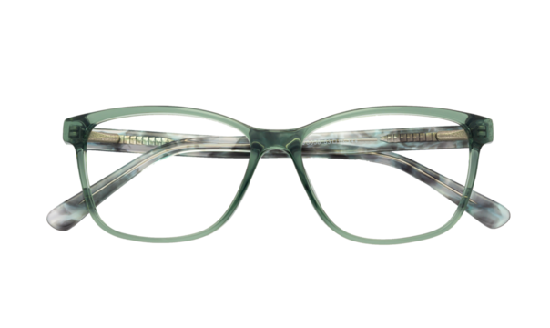 Eyeglass frames, lenses, various colors, both metal and plastic, on a beautiful colored background.