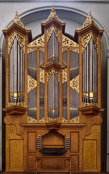 historic pipe organ at a church, Augustinian Church, Vienna