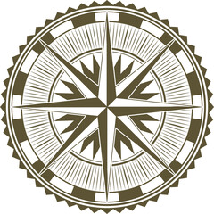 Old navigation tool. Ancient nautical map compass