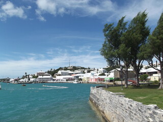 Waterfront of the historic town of St. George, left the Bob Burns Memorial Park, Grand Bermuda, Bermuda
