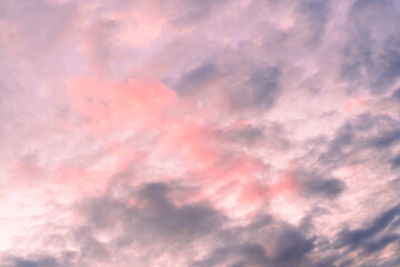 Fototapeta premium Twilight sky with effect of light pastel tone. Colorful clouds on the dramatic sunset sky