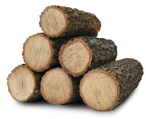 pile of six logs isolated, png - Powered by Adobe