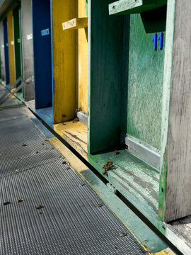 Multi-colored Bee Hives On A Trailer. Mobile Apiary.