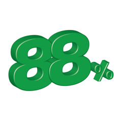 eighty eight 88 3d plastic effect number percentage symbol