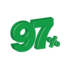 ninety seven 97 3d plastic effect number percentage symbol