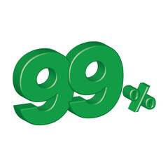 ninety nine 99 3d plastic effect number percentage symbol