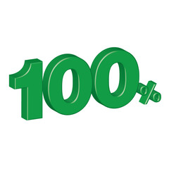 one hundred 100 3d plastic effect number percentage symbol