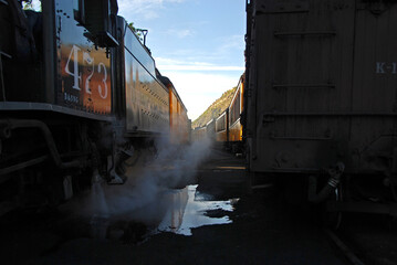 Durango - Silverton Narrow Gauge Railroad leaving Durango station