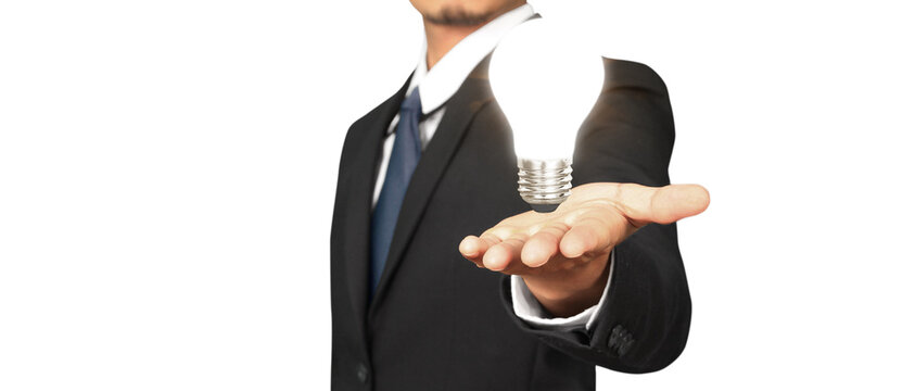 Humans hold light  bulbs in hand innovative technology
