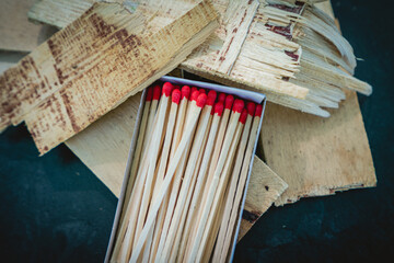 Matches Box On Wooden Background