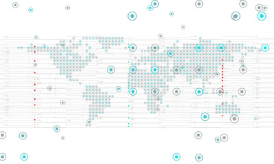 Obraz premium Global network. Blockchain. 3D illustration. Neural networks and artificial intelligence. Abstract