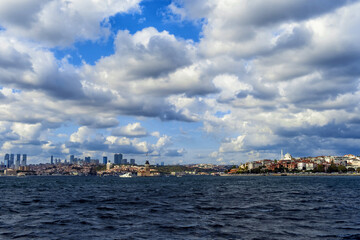 Fototapeta na wymiar Bosphorus with famous Maiden Tower Kiz Kulesi in Istanbul