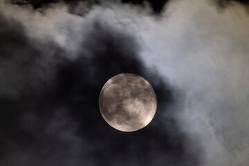 Naklejka na ściany i meble Full Moon at Night with Passing Clouds