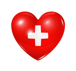 Obraz premium Love Switzerland, heart flag icon