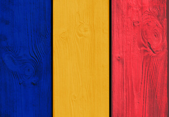 Chad flag represented in colored vertical wooden planks