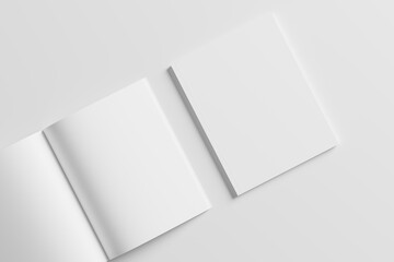 US Letter Size Magazine Brochure 3D Rendering White Blank Mockup