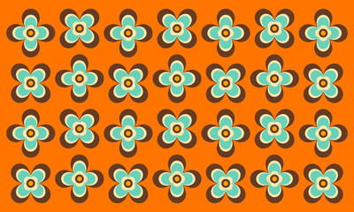 Abstract Retro Vintage Color Flower Pattern 60s 70s Furniture Wallpaper Background