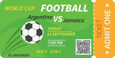 Football ticket. Sport event pass. Soccer flyer
