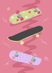 Three women's skateboards © Holly