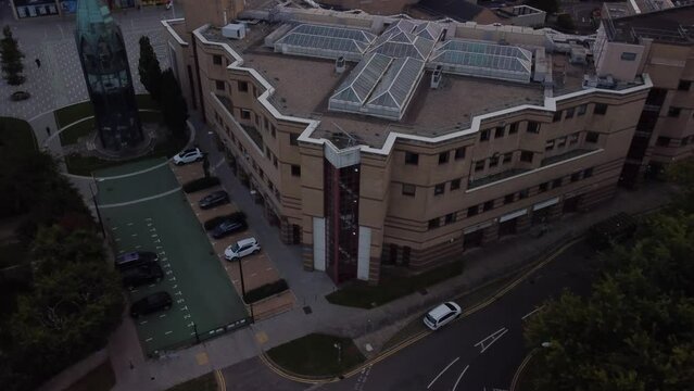 Aerial shot of the Basildon Towergate Theatre in Basildon, England