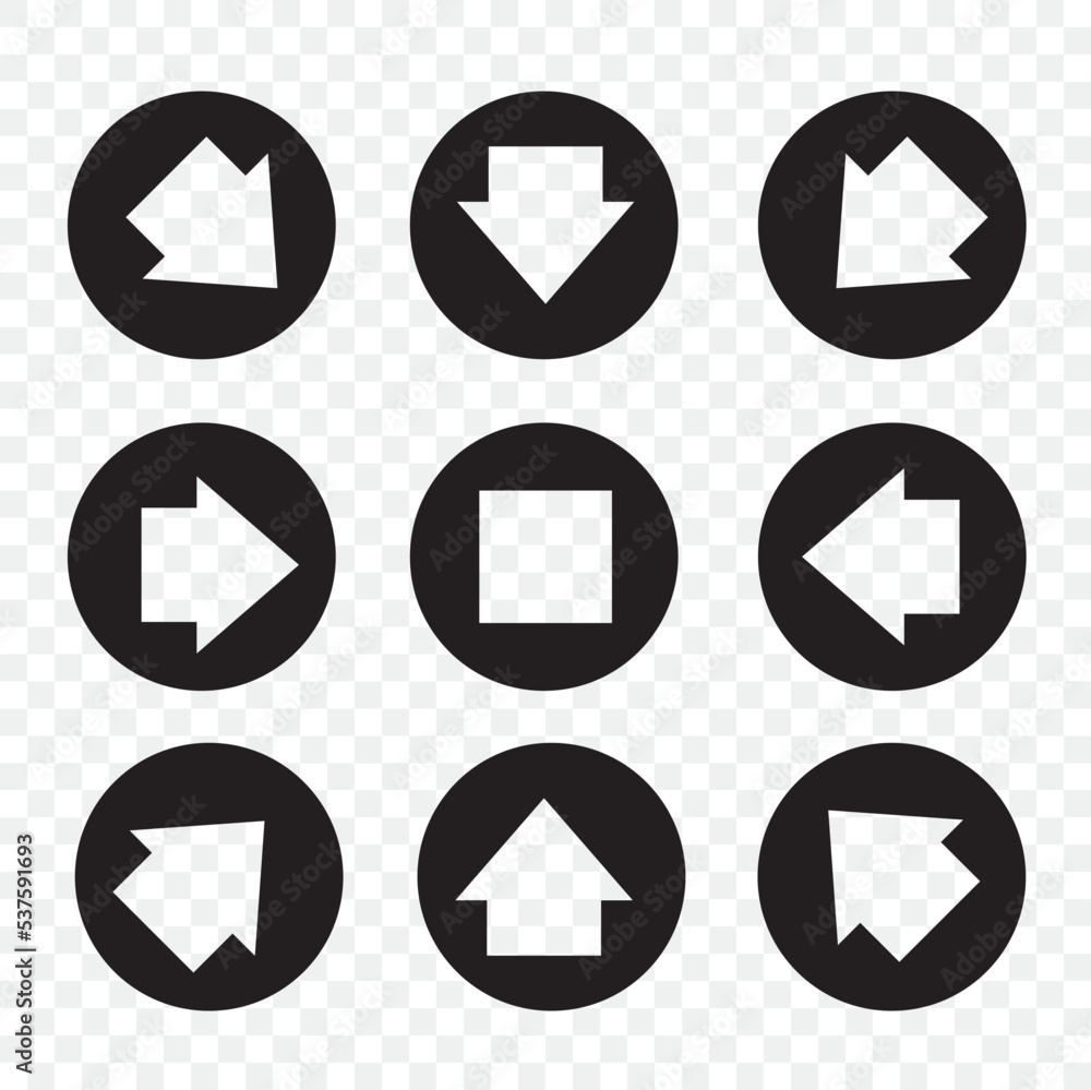 Poster arrows in different directions isolated on transparent background