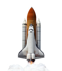 Shuttle spaceship launch isolated. Elements of this image furnished by NASA