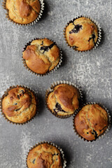 blueberry cupcakes as seen from above
