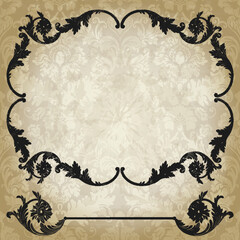 Vintage border frame with retro ornament pattern in antique baroque style . Vector.