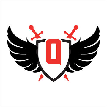 Wing Letter Q With Sheild Swords Concept