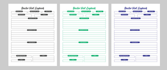 Doctor Visit logbook and planner KDP interior (8.5