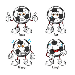 Set of cartoon ball character, Cute football emoticon