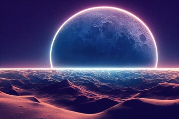 night sky background with stars, moon and clouds. 3D rendering, raster illustration.