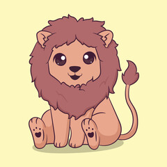 Cute lion silhouette vector illustration design. Good for kid t-shirt, drawing sketch book. Cartoon characters isolated on white background. Colourful vector illustration in flat style.