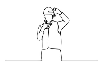 Continuous line drawing of construction worker