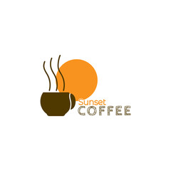 Coffee beans with sun shine art logo design vector
