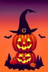 This is a colorful illustration of halloween. It can be used as a cover for invitation card or just nice decoration for your social media posts, perfect for halloween themed products.